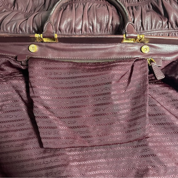 Prada Gaufre Handbag w Eggplant Napa Leather, great condition - Picture 16 of 17